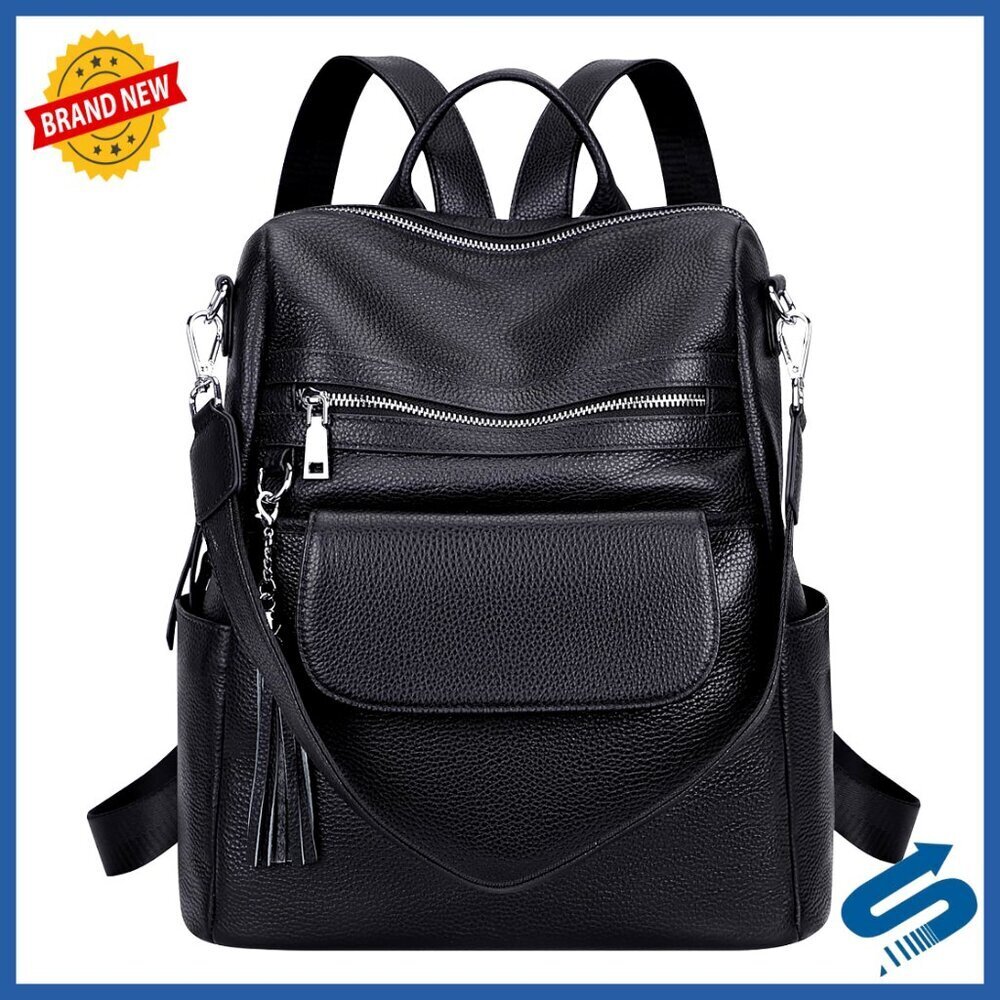 Genuine Leather Convertible Backpack Purse Large Capacity Tassel Detachable